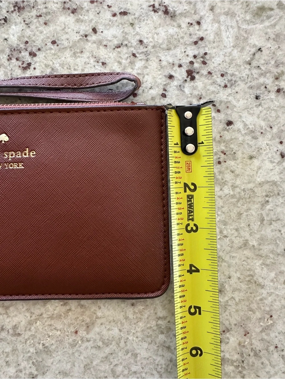 Kate Spade New York Brown Tan Genuine Saffiano Leather Wristlet Wallet Boho Chic - Picture 4 of 11